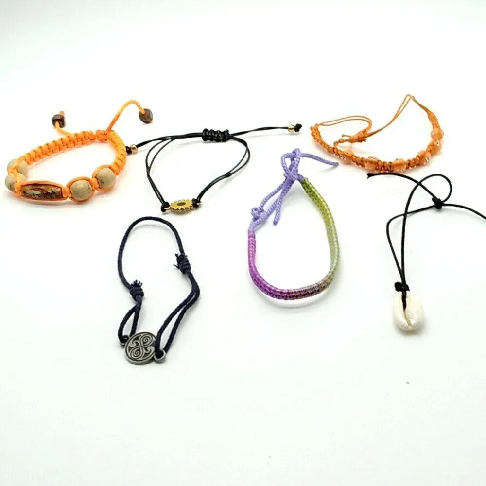 6 Adjustable Tie Sliding Knot Bracelets